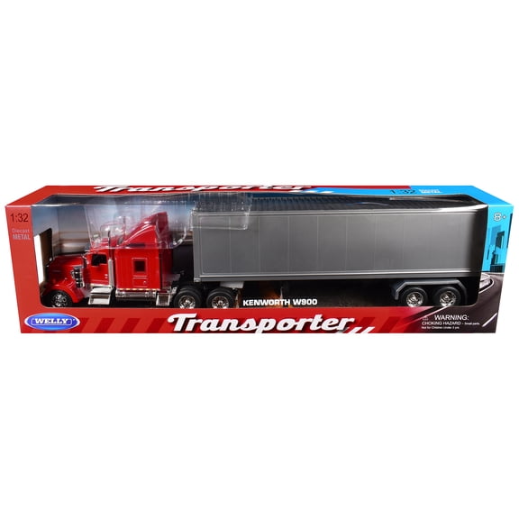 Kenworth W900 Truck Red with Gray Container 1/32 Diecast Model by Welly