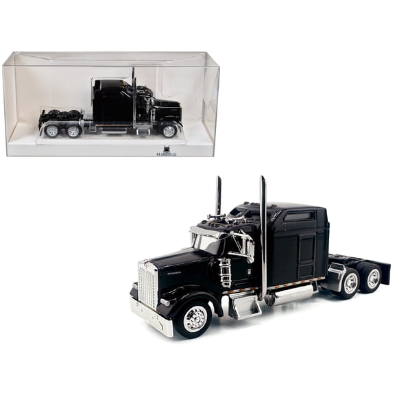 Kenworth W900L Truck Tractor with Sleeper Cab Black 1/87 (HO) Scale Plastic Model Car by HO Logistics