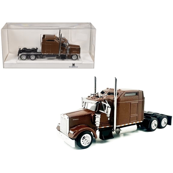 Kenworth W900L Truck Tractor with Sleeper Cab Brown Metallic 1/87 (HO) Scale Plastic Model Car by HO Logistics