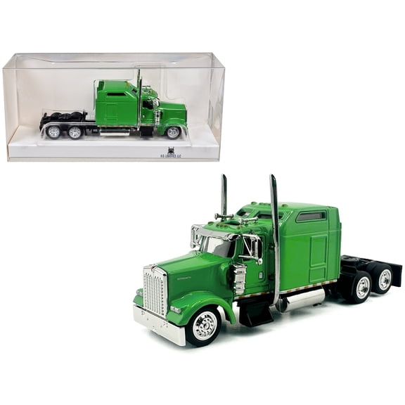 Kenworth W900L Truck Tractor with Sleeper Cab Lime Green 1/87 (HO) Scale Plastic Model Car by HO Logistics