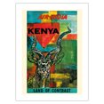 thumbnail image 1 of Kenya Africa - Land of Contrast - Air India - Vintage Airline Travel Poster c.1967 - Bamboo Fine Art 290gsm Paper Print (Unframed) 18x24in, 1 of 4