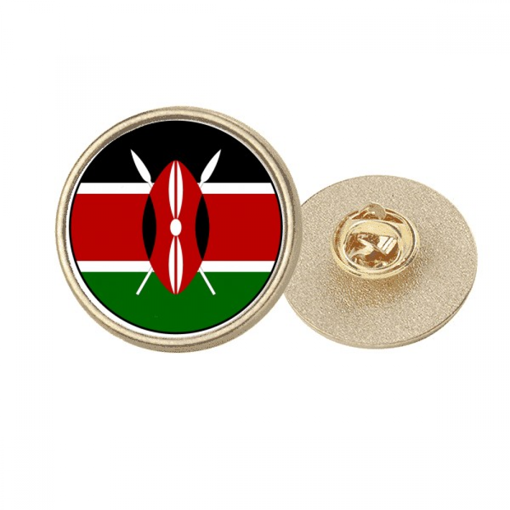 Kenya Africa National Emblem Round Metal Golden Pin Brooch Clip