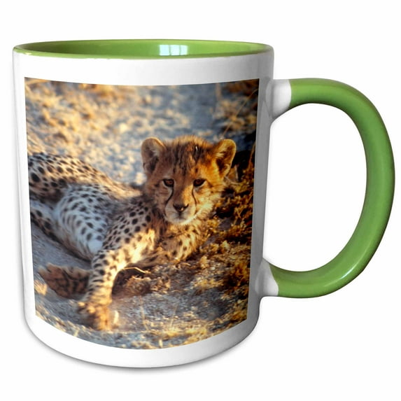 3drose, Kenya, Amboseli Np, Cheetah Cub -af21 Rer0002 - Ric Ergenbright, 11oz Two-tone Green Mug