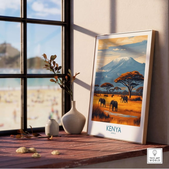 Kenya Art Print Africa Safari Living Room Wall Decor Artwork Gift Framed Print or Unframed