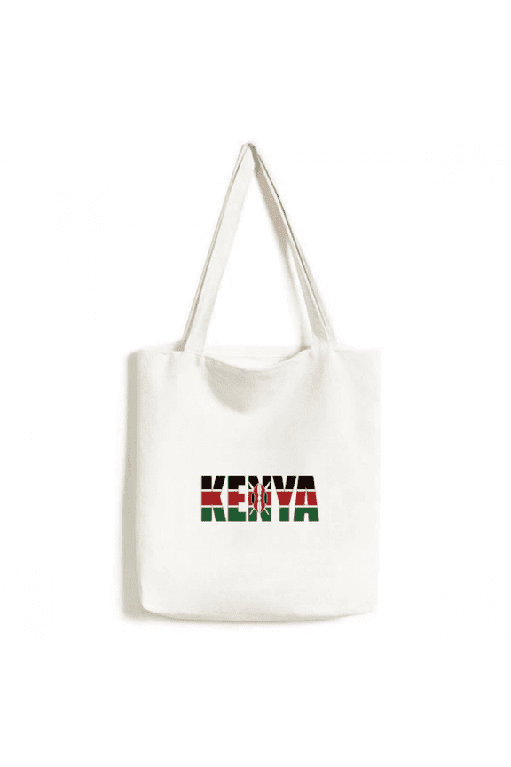 Kenya Country Flag Name Tote Canvas Bag Shopping Satchel Casual Handbag