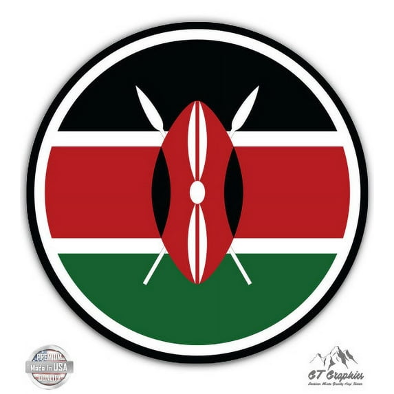 Kenya Flag - 3" Vinyl Sticker - For Car Laptop I-Pad Phone Helmet Hard Hat - Waterproof Decal
