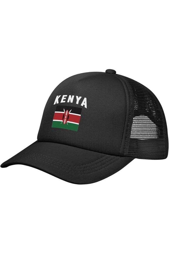 Kenya Flag Kenyan Baseball Cap Adjustable Casual Mesh Hats Duck Tongue Hat for Men Women25 Black