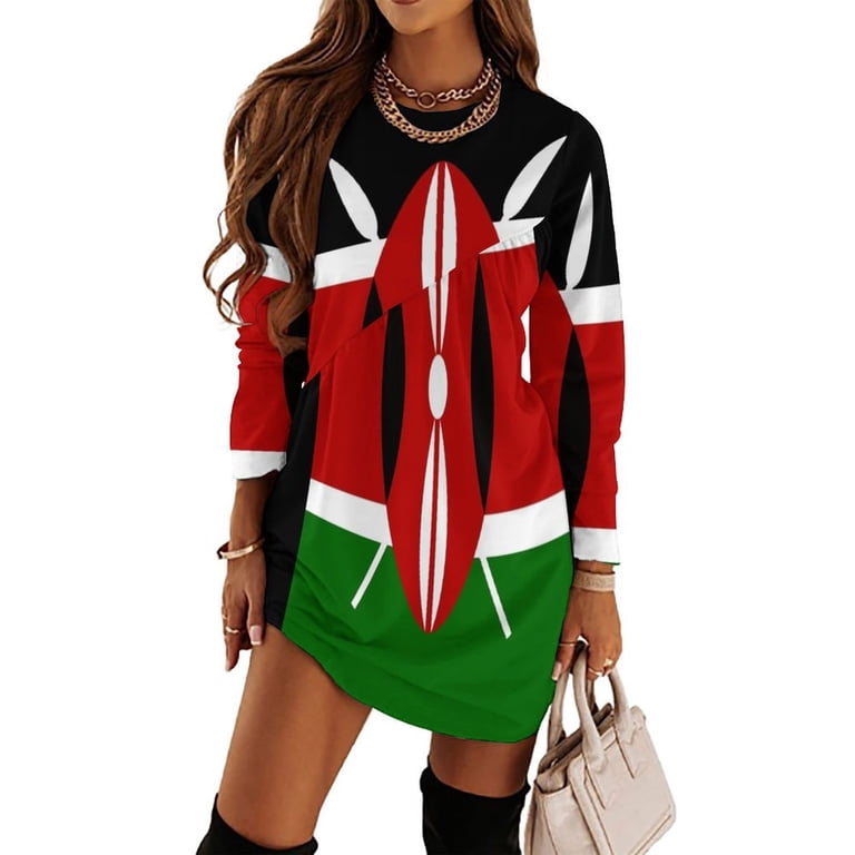 Kenya: Kenyan Flag Long Sleeved Dress elegant evening dresses for women  women"s evening dresses purple dress - Walmart.com