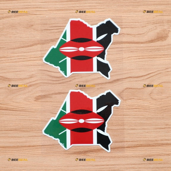 Kenya Kenyan Flag Map Outline Vinyl Decal Sticker - 2 Pack Glossy, 4 Inches - for Car Boat Laptop Cup