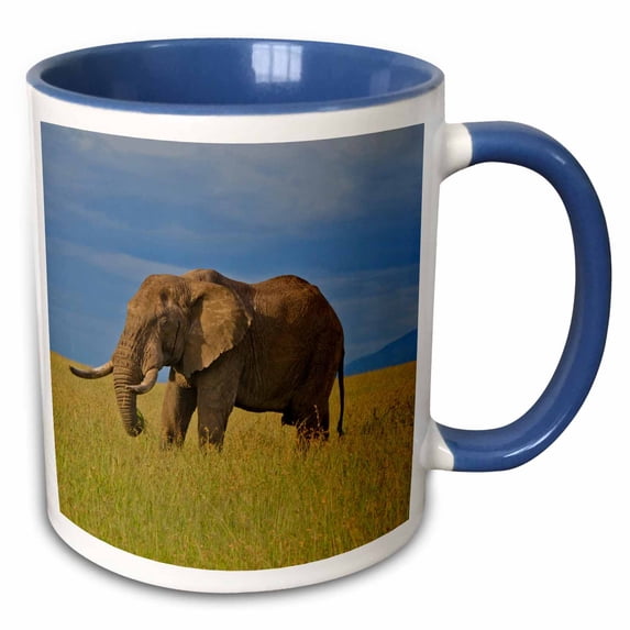 3drose, Kenya, Maasai Mara National Park, Male Elephant - Af21 Bba0088 - Bill Bachmann, 11oz Two-tone Blue Mug