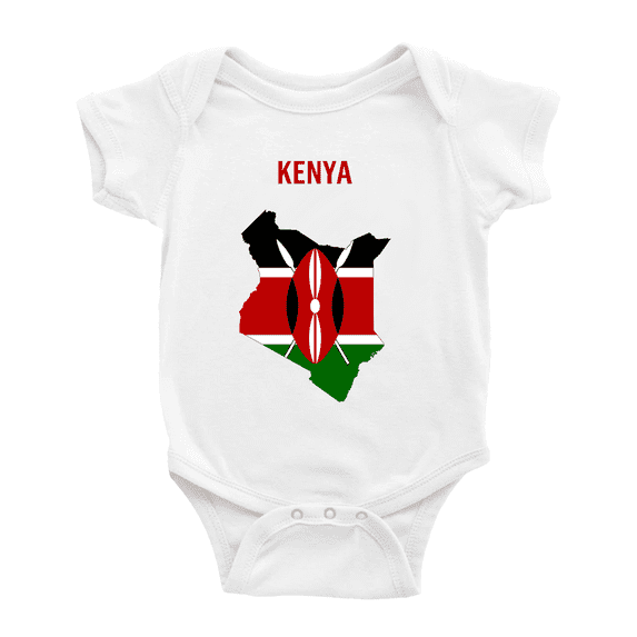 Kenya Map Flag Cute Baby Romper (White, 18-24 Months)