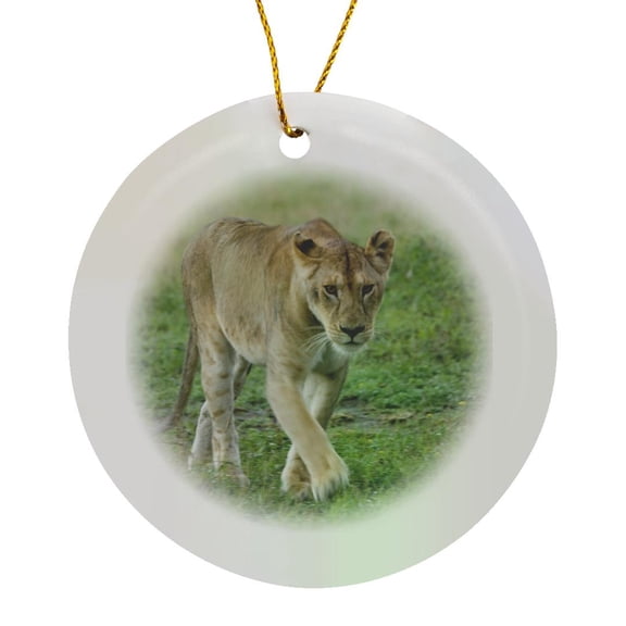 3drose, Kenya: Masai Mara Game Reserve, Mara Conservancy, Lion-af21 Ajn0126 - Alison Jones, Circle Porcelain Ornament