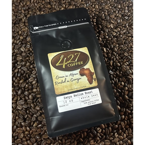 Kenya Medium Roast Whole Bean Coffee Smooth, Bright & Fruity Fresh Roasted by 427 Coffee (12 oz)