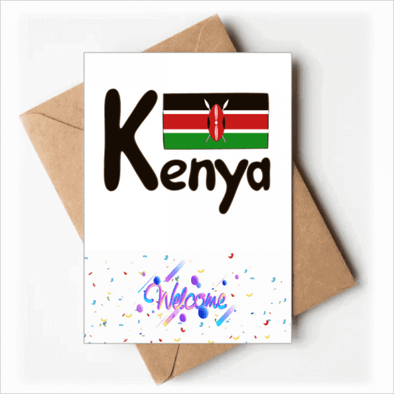 Kenya National Flag Black Pattern Welcome Back Greeting Cards Envelopes Blank