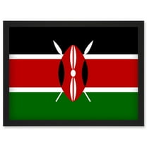 Kenya National Flag Patriotic Vexillology World Flags Country Region Poster Artwork Framed Wall Art Print A4