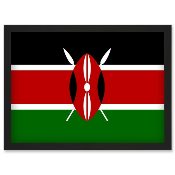Kenya National Flag Patriotic Vexillology World Flags Country Region Poster Artwork Framed Wall Art Print A4