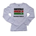 thumbnail image 1 of Kenya Olympic - Basketball - Flag - Silhouette Women's Long Sleeve Grey T-Shirt, 1 of 2