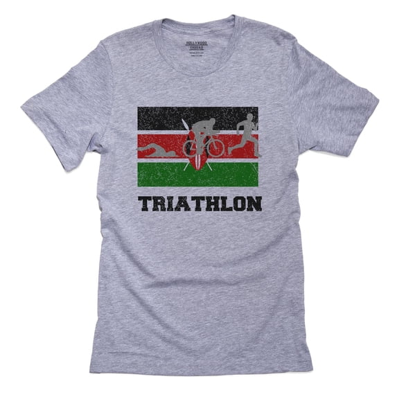 Kenya Olympic - Triathlon - Flag - Silhouette Men's Grey T-Shirt