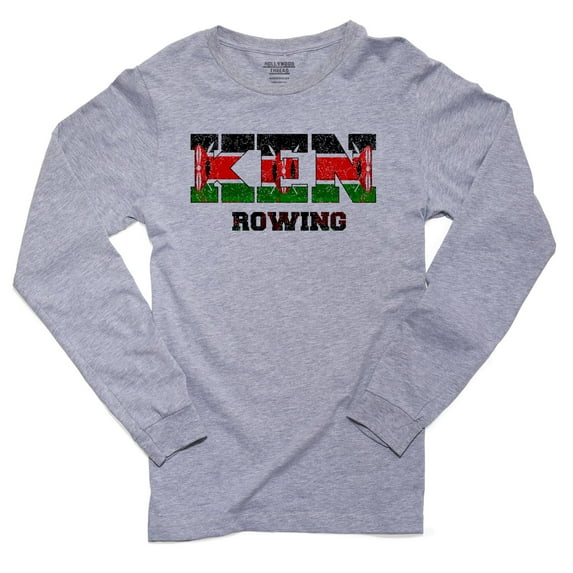 Kenya Rowing - Olympic Games - Rio - Flag Men's Long Sleeve Grey T-Shirt