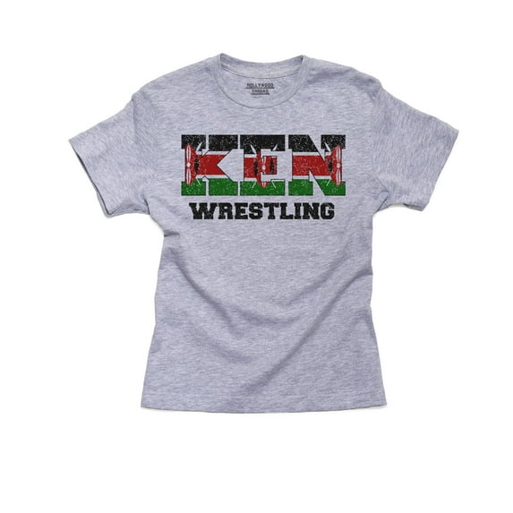 Kenya Wrestling - Olympic Games - Rio - Flag Boy's Cotton Youth Grey T-Shirt