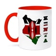 thumbnail image 1 of 3dRose, Kenya flag in outline map of country and name Kenya, 11oz Two-Tone Red Mug, 1 of 3