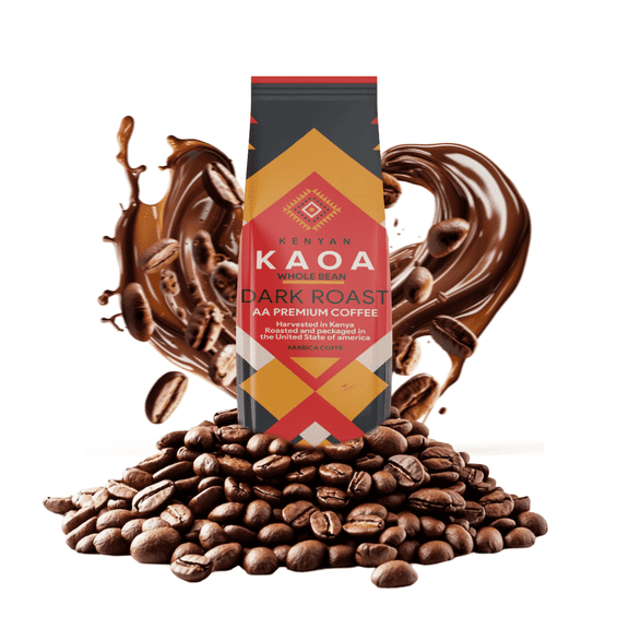 Kenyan KAOA Dark Roast AA Premium Coffee High Caffeine (Whole Bean) 1 LB