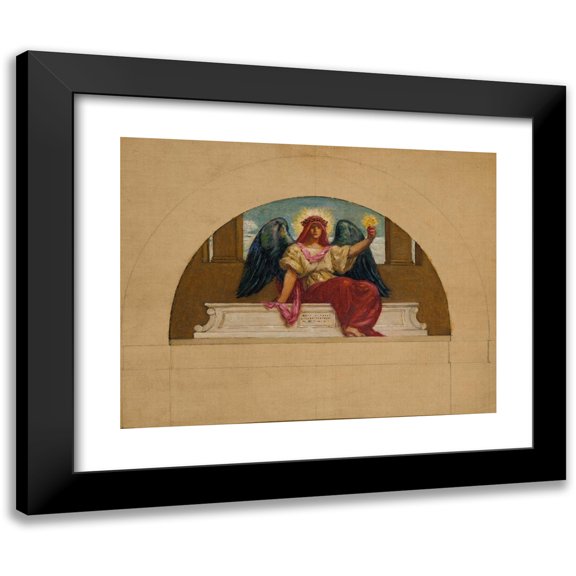 Kenyon Cox 14x12 Black Modern Framed Museum Art Print Titled - Sketch for the Mural at Oberlin College, ‘The Spirit of Self-Sacrificing Love’ (1914)
