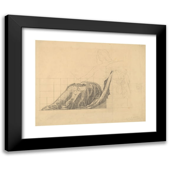 Kenyon Cox 18x15 Black Modern Framed Museum Art Print Titled - Drapery Study for Reclining Female Study for ‘Painting’