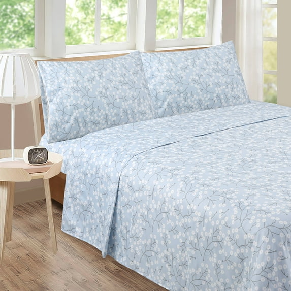 Kenyon Flower Blue Sheet Set Queen Blue