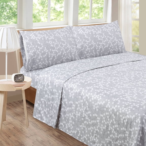 Kenyon Flower Grey Sheet Set Queen Grey