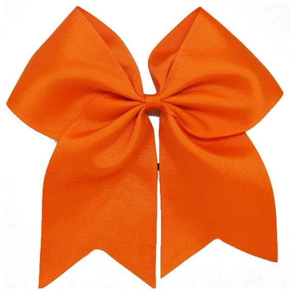Kenz Laurenz Cheer Bow with Ponytail Holder Ribbon, Orange
