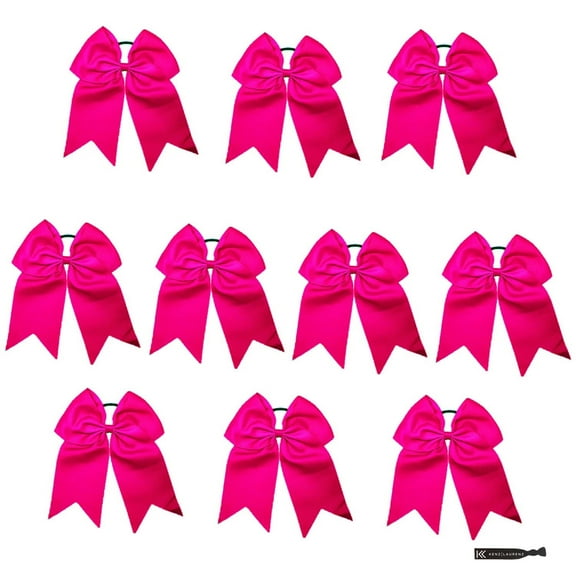 Kenz Laurenz Cheer Hair Bows Large with Ponytail Holder Pink 10