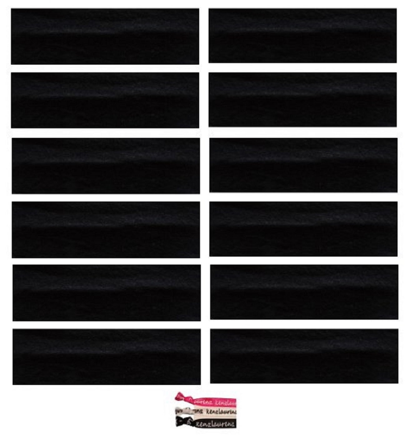Kenz Laurenz Cotton Headbands 12 Soft Stretch Headband Sweat Absorbent Elastic Head Band Black