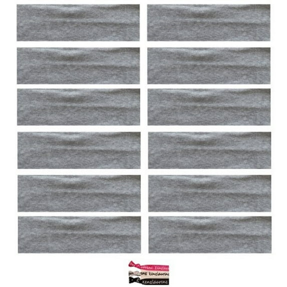 Kenz Laurenz Cotton Headbands 12 Soft Stretch Headband Sweat Absorbent Elastic Head Band Gray