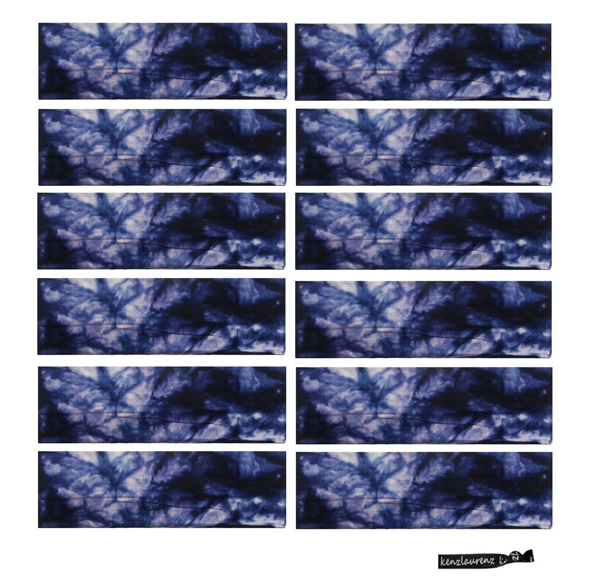 Kenz Laurenz Cotton Headbands 12 Soft Stretch Headband Sweat Absorbent Elastic Head Band Tie Dye Blue