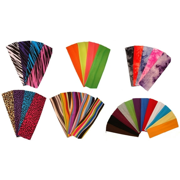 Kenz Laurenz Cotton Headbands 12 Soft Stretch Headband Sweat Absorbent Elastic Head Bands