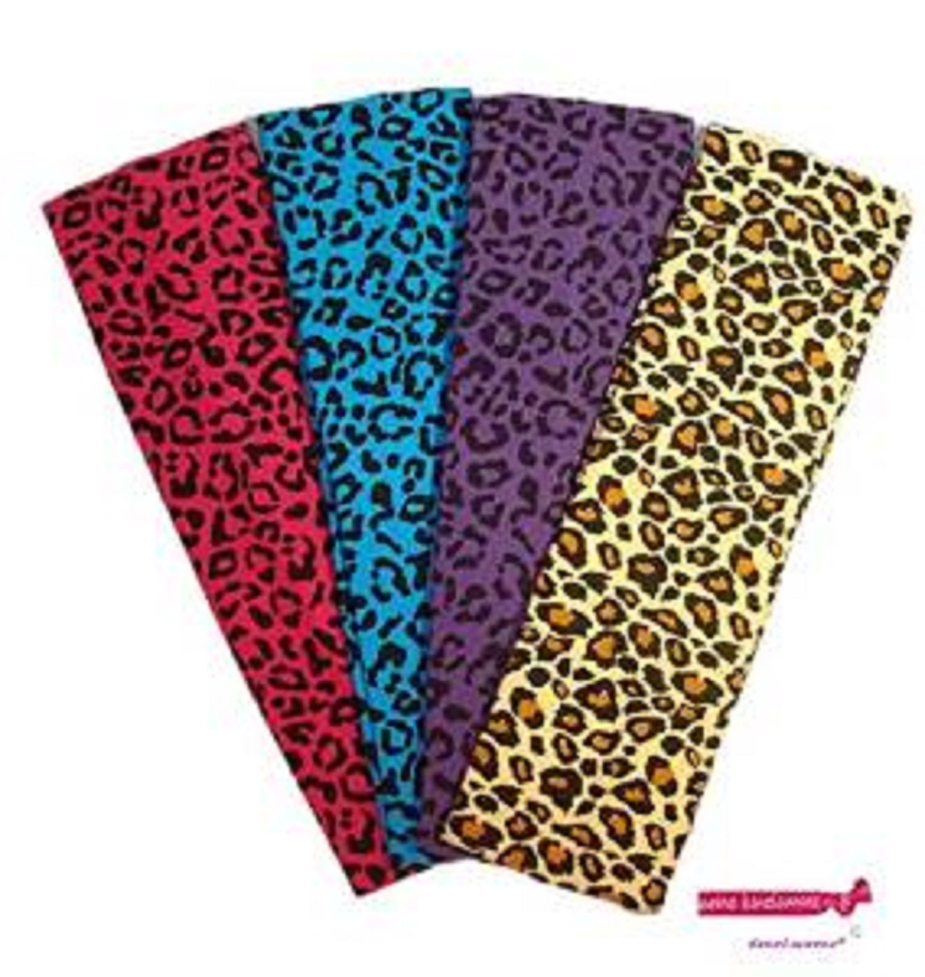 Kenz Laurenz Cotton Headbands 4 Soft Stretch Headband Sweat Absorbent Elastic Head Bands Cheetah Set