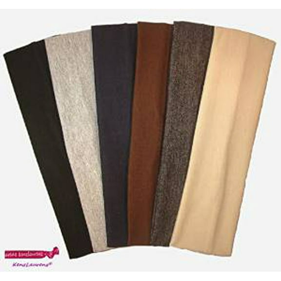 Kenz Laurenz Cotton Headbands 6 Soft Stretch Headband Sweat Absorbent Elastic Head Bands Neutral Tones Set