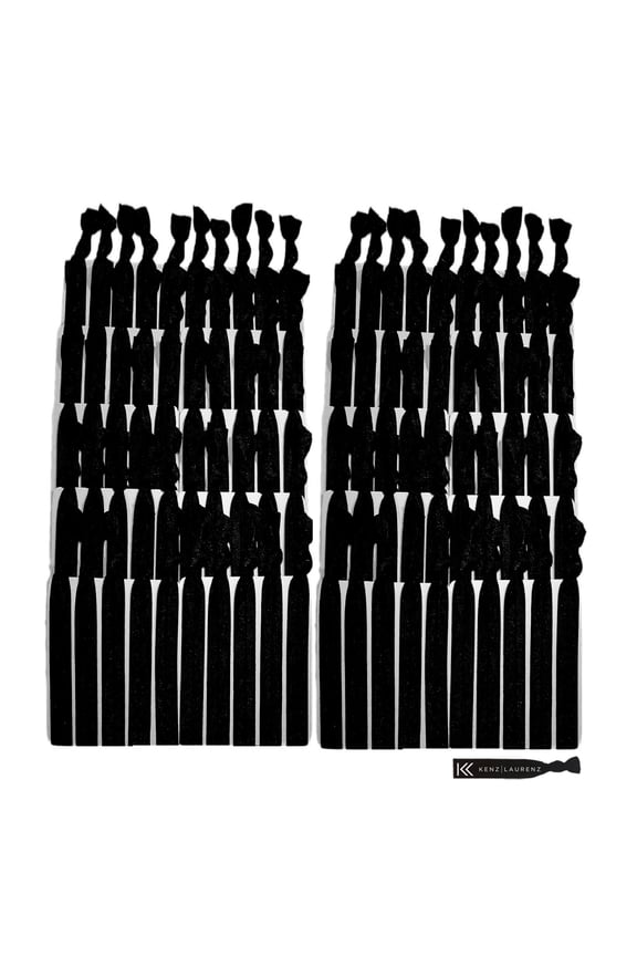 Hair Ties 100 Elastic Black Ponytail Holders Ribbon Knotted Bands
