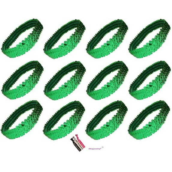 Kenz Laurenz Sequin Headbands 12 Girls Headband Sparkly Hair Head Bands Green