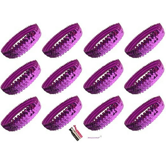 Kenz Laurenz Sequin Headbands 12 Girls Headband Sparkly Hair Head Bands Purple