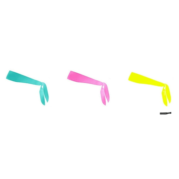 Kenz Laurenz Sports Headbands Tie Back 3 Moisture Wicking Athletic Head Sweat Band Bright Colors