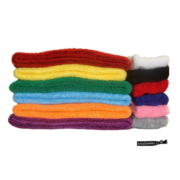 Kenz Laurenz Sweatbands 12 Terry Cotton Sports Headbands Sweat Absorbing Head Band You Pick Colors