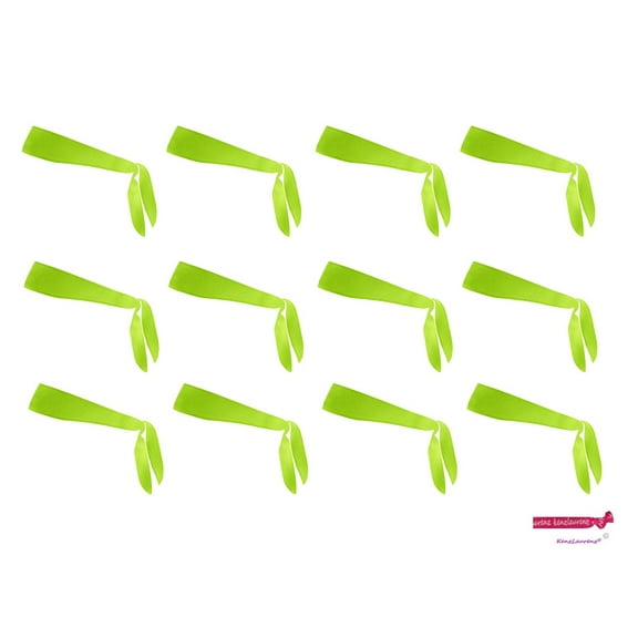 Kenz Laurenz Tie Back Headbands 12 Moisture Wicking Athletic Sports Head Band Lime
