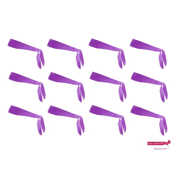Kenz Laurenz Tie Back Headbands 12 Moisture Wicking Athletic Sports Head Band Purple