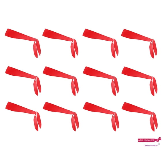 Kenz Laurenz Tie Back Headbands 12 Moisture Wicking Athletic Sports Head Band Red