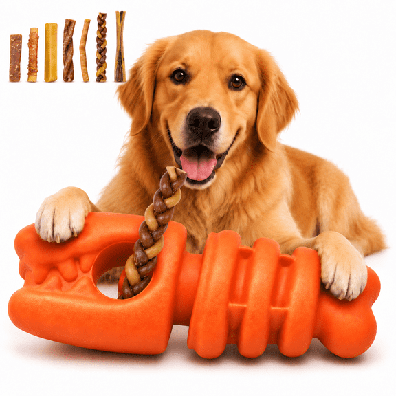 Kenzek Dog Toys for Aggressive Chewers,Indestructible for All Breeds,Tough Nylon Chew Toys to Keep Dogs Busy,Dog Chew Holder Fit 0.2-0.79IN Bully Sticks,Gift for Medium/Large Dogs