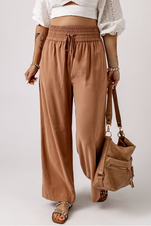 Kenzie Drawstring Elastic Waist Casual Wide Leg Pants