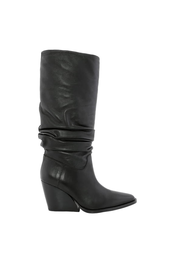 Black Billow Heel High-Top Boots, Brand Size 38 ( US Size 7 )
