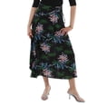 thumbnail image 1 of Kenzo Black Botanical-Print Wrap Skirt, Brand Size 38 (US Size 6), 1 of 1